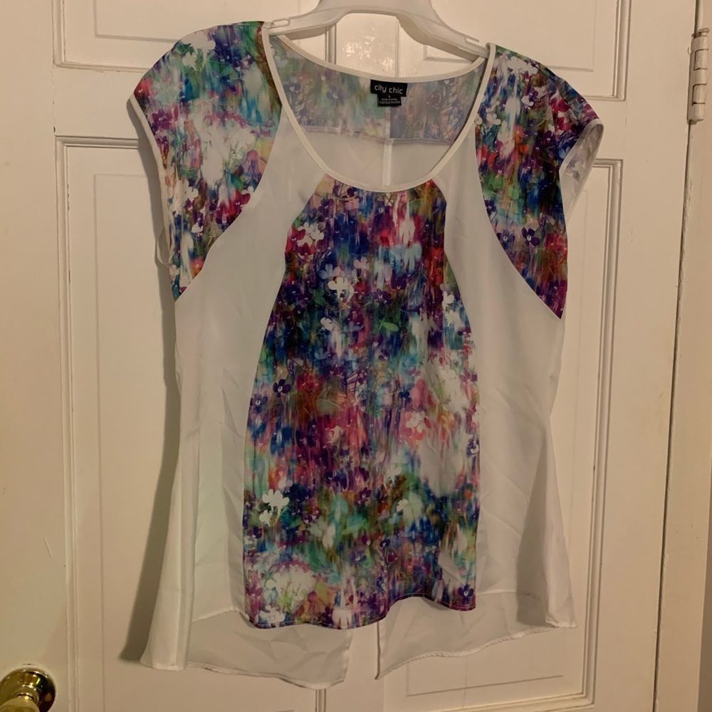 City Chic Garden Floral Top Sz 16 - Picture 3 of 11